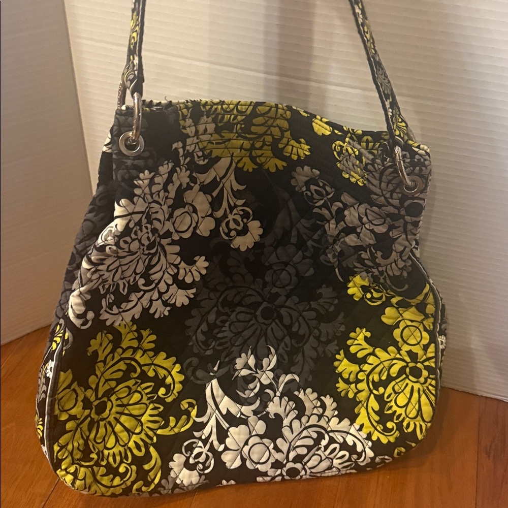 Vera Bradley Black yellow white Baroque retired pattern shoulder bag purse